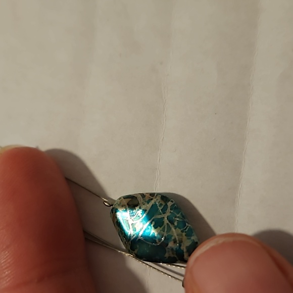 Green and silver necklace. Adjustable size. Great way to dress up an old outfit. - Picture 7 of 7